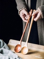 Wooden Long Handle Soup Stirring Spoon Coffee Teaspoon Cooking