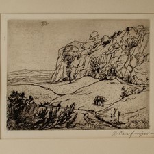 Heinrich Reifferscheid Landschaft Pferd Berliner Secession sign Radierung 1921