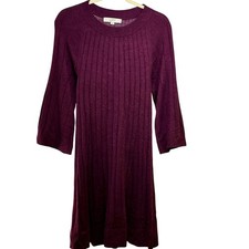 Sweater Dress Maroon Knit Women's Medium Knee Length L/S Ann Taylor LOFT