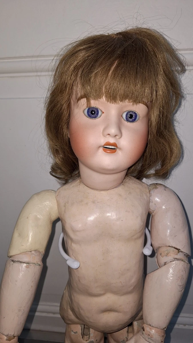 Grande Poupée Ancienne Vintage Porcelaine / Chiffon n°2 +/- 46 cm