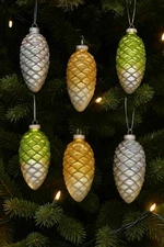 Ornaments Martha Stewart Glass Ombre Pinecone Christmas DecorationsH227293 Set 6