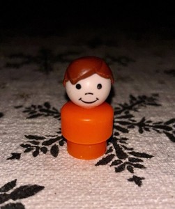 Vintage Fisher Price Little People Play Family Orange Boy, Brown Hair