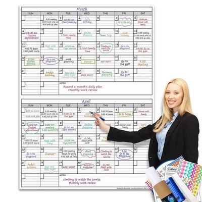 Dry Erase Two Month Laminated jumbo Wall Calendar, 38'' x 50'', Huge bimonthly ...