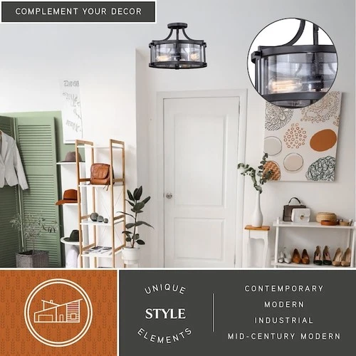 VAXCEL C0175 Holbrook 15.75-in W Bronze Bulb Semi Flush Mount Ceiling Light - Picture 2 of 9