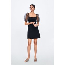 ZARA Elegant Black Puff Sleeve Dress
