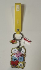 Llavero de goma de personaje BTS BT21 amarillo, Tata, Chimmy, Cooky, Koya, redondo 1