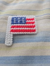 Home Made Plastic Canvas Stitched Flag Pin