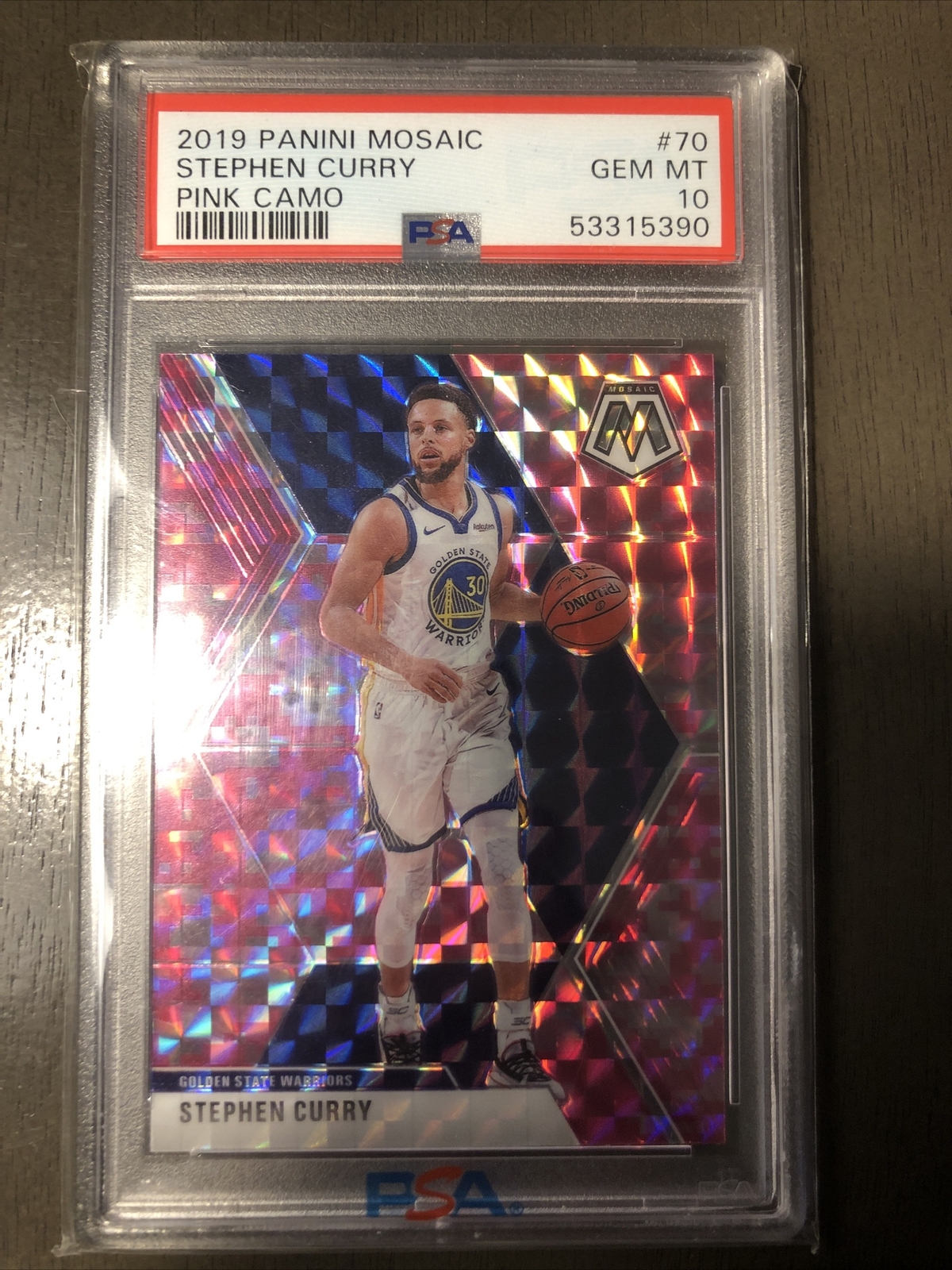 PINK CAMO PRIZM 2019 Panini Mosaic Stephen STEPH CURRY #70  MINT PSA 10 Warriors