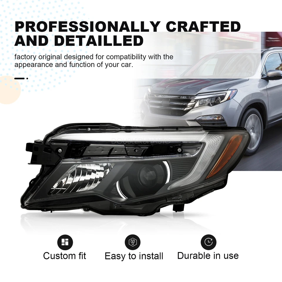 For 2016-2018 Honda Pilot/2017-2020 Ridgeline Halogen Headlights Pair Left Right Foto 3 de 4