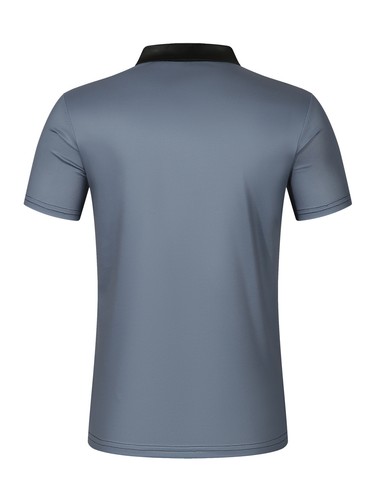 T-shirts été homme décontractés respirants revers épissés manches courtes 1/4 fermeture éclair - Photo 8/28