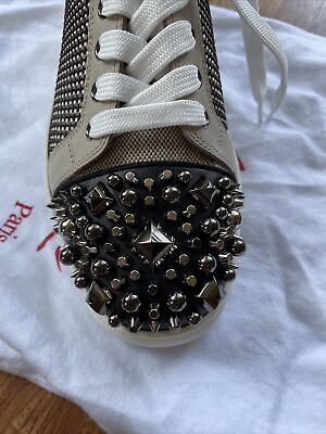 Christian Louboutin Black Leather Louis Junior Spikes Sneakers Size 40.5 Christian  Louboutin