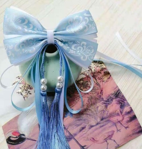 Chinese Ancient Long Ribbons Hanfu Hair Accessories Costume Bow Headdress - Picture 8 of 15