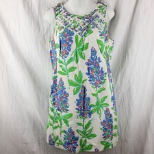 Lilly Pulitzer Ricci Shift Dress Fresh Cut Blue Bonnets Lattice Front Womens 6
