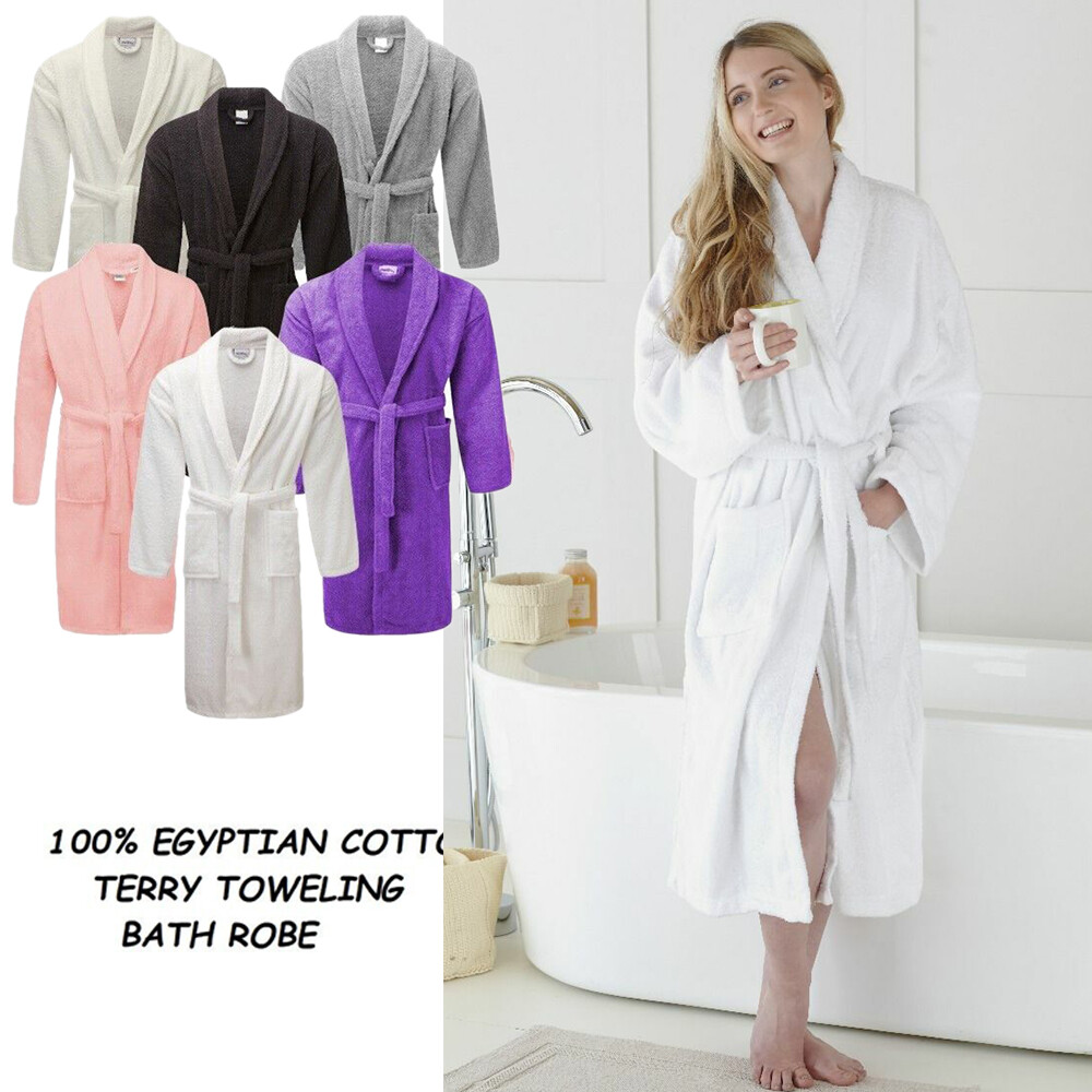 Flannel Fleece Bathrobe Women Men Ladies Towel Terry Dressing Gown Bath ...
