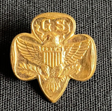Gold Tone Pin Girl Scouts Of America Trefoil Eagle Four Stars