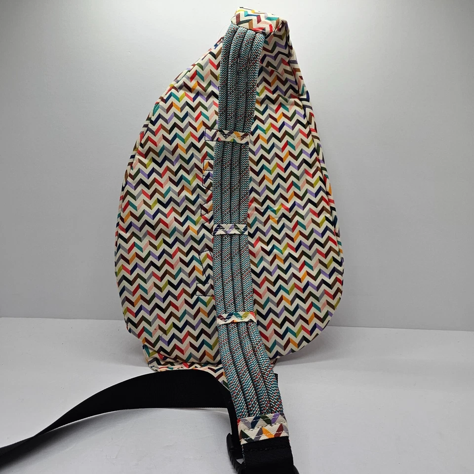 KAVU Rope Bag Orange Blue Yellow Geometric Crossbody Shoulder Sling Backpack - Image 2 of 4