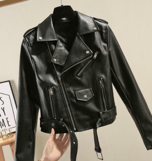 ジャケット・アウター round short fake leather jacket Jhichic Women's Faux Leather Textured Short Moto Jacket Zip