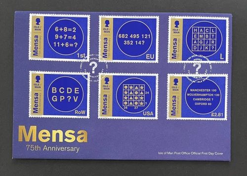ISLE OF MAN 2021 FDC MENSA 75th ANNIVERSARY FIRST DAY COVER DOUGLAS PMK