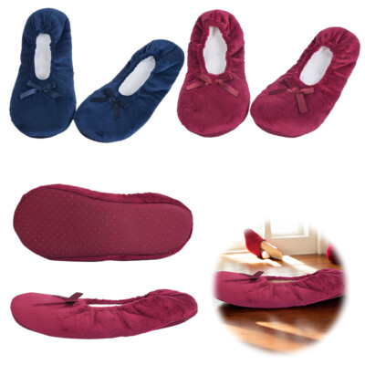 with Satin Bow Winter Slippers Comfortable Warm Ballet Flats Indoor Floor Shoes