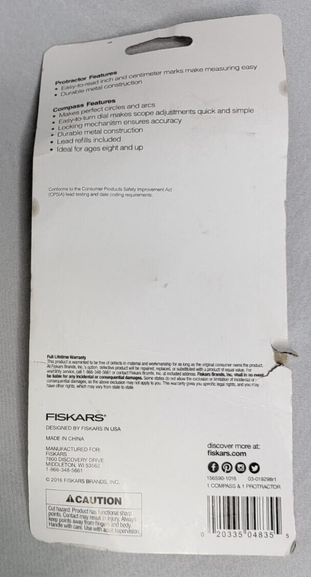Fiskars Metal Compass... Missing Protractor eBay