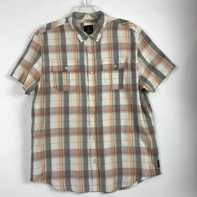 prana button up short sleeves plaid flap pockets gorpcore shirt