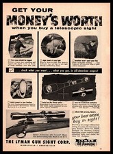 1958 The Lyman Gun Sight Corp. Middlefield CT mira telescópica anuncio impreso de colección