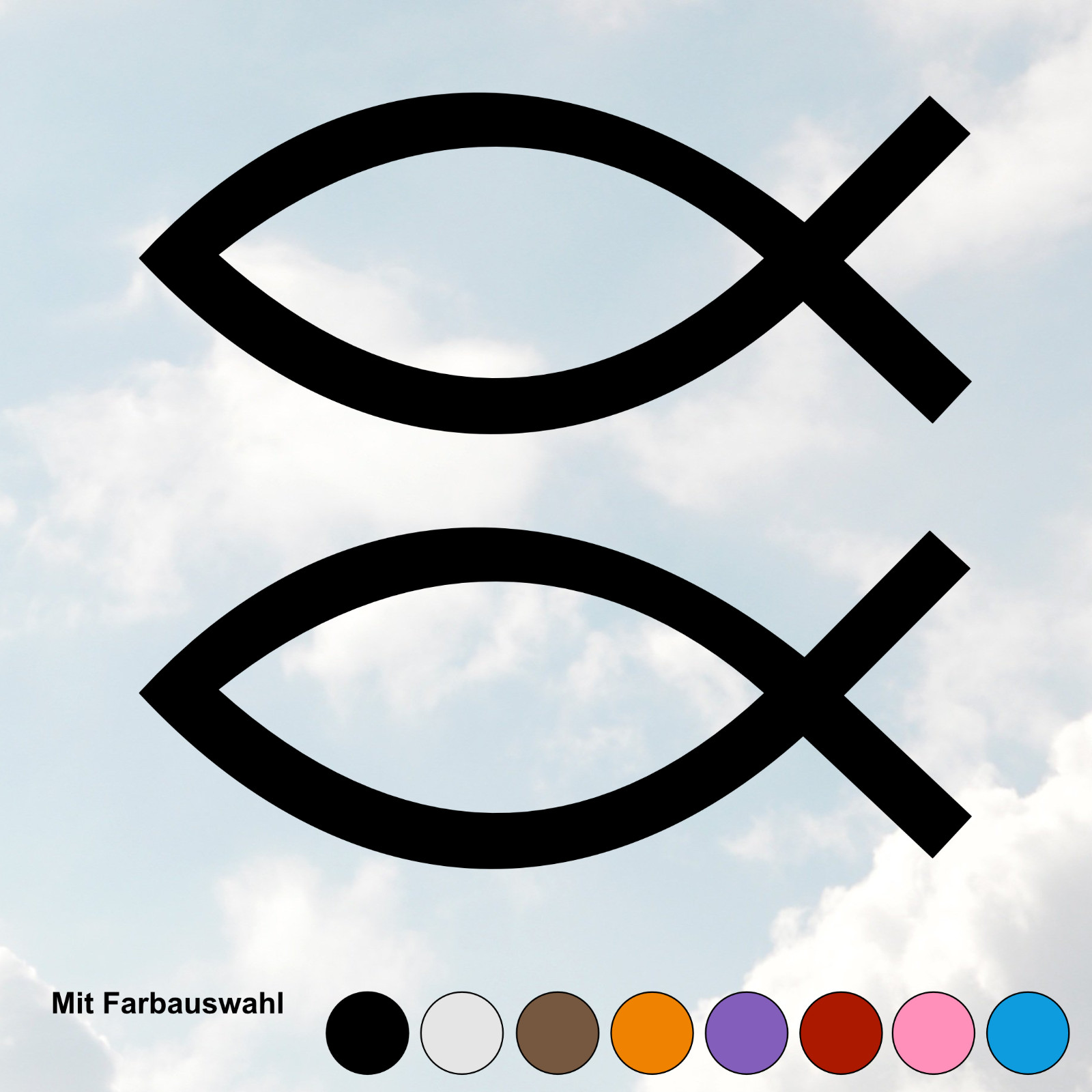 Autoaufkleber Jesus Fisch Ichthys Set No. 2 A501