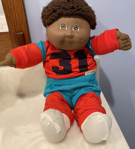 Vintage 1978,1982 Cabbage Patch Kids Black Doll Boy Kids Child 31 Red Blue Brown