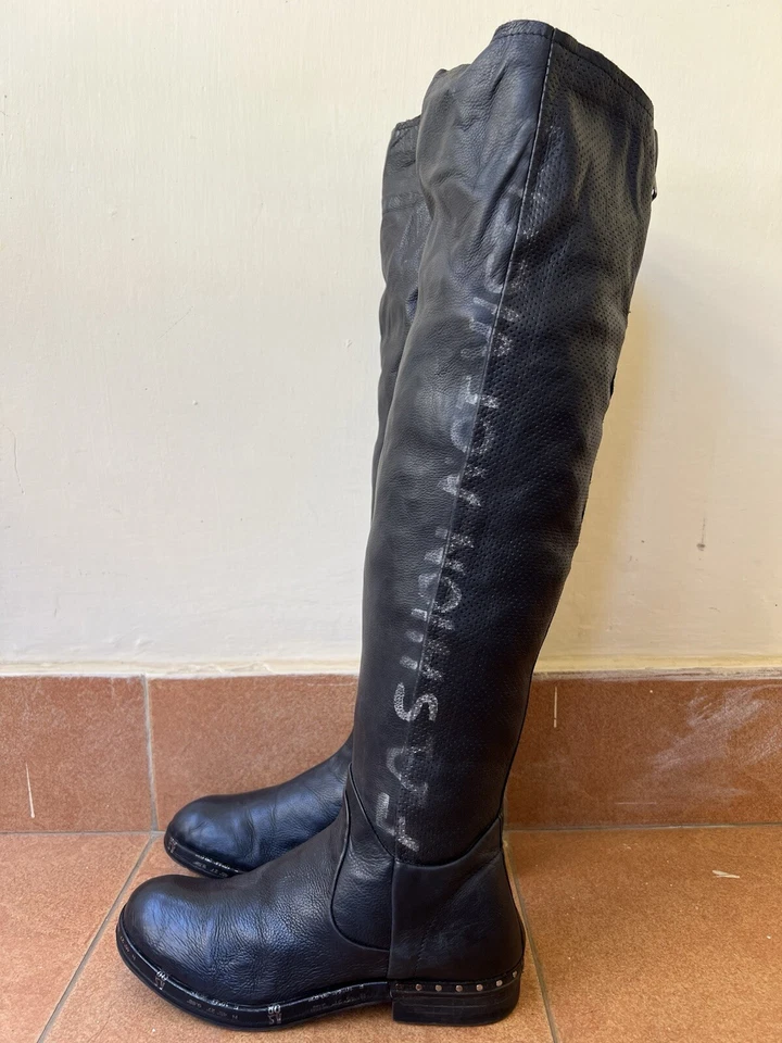 Airstep AS98 Botas Boho Sobre la Rodilla Cuero Negro Talla EUR 38/US 7.5-8 Foto 4 de 4