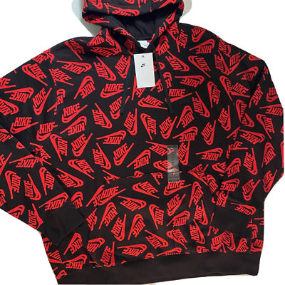 Sweat à capuche polaire Nike Sportswear Club taille XXL rouge noir