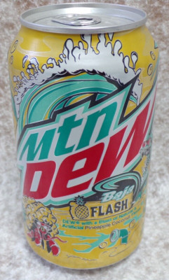 EMPTY BAJA FLASH MTN. DEW MOUNTAIN DEW PINEAPPLE COCONUT FLAVOR 12 OUNCE CAN