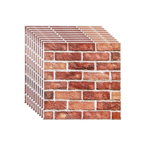 3D Wall Panels Peel and Stick,10 Pcs 3D Brick Wallpaper Peel Waterproof