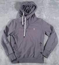 Naketano Pullover Hoodie Womens Medium Gray Long Sleeve Drawstring Pockets Logo