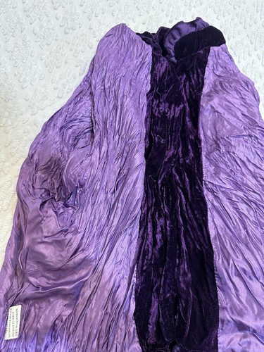 Vintage 90s Y2K Whimsigoth Purple Crushed Velvet Edwardian Style Jacket M 10 12 - Picture 13 of 15