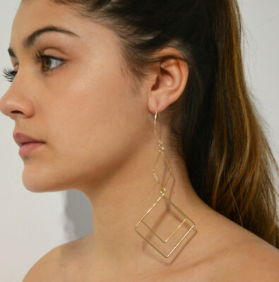 Boucles D'oreilles Pendantes Dorées IKITA - Acier Inoxydable - Neuf Avec étiquettes - Bijou élégant à Crochet