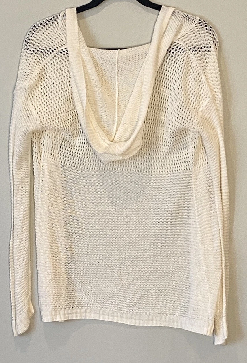 OFF WHITE Dite cosa? Cardigan aperto davanti con cappuccio bianco sporco in maglia larga taglia small