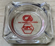 Vintage’The Cigarette Stores’ GPC Approved Glass Ashtray Square Made USA
