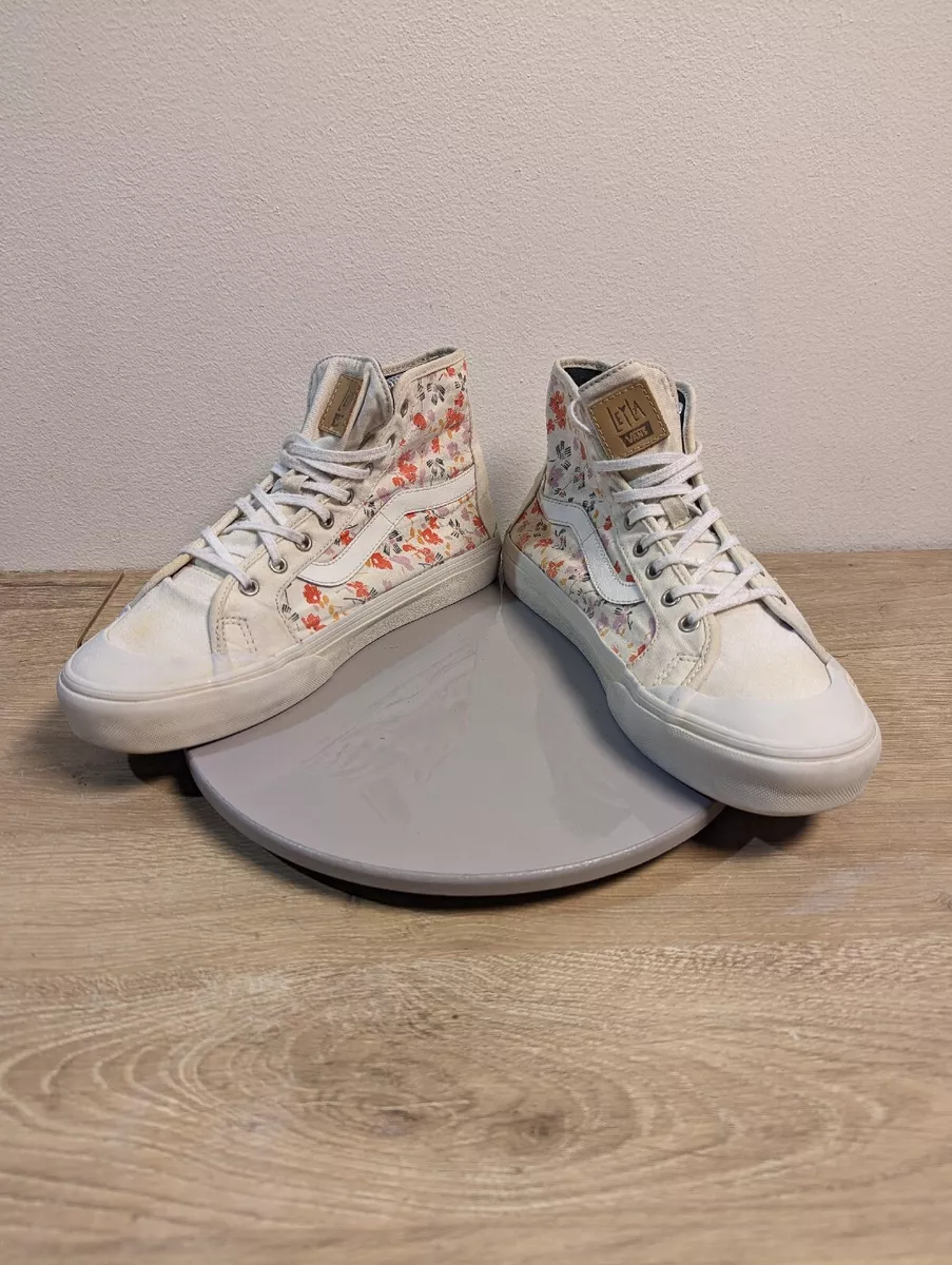 Vans Womens Sz 8.5 Black Ball Leila Hurst Floral Cream 70s Hi Top Sneakers