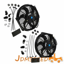 2pc Universal 10inch Slim Pull Push Racing Electric Radiator Engine Cooling Fan 2pc Universal 10inch Slim Pull Push Racing Electric Radiator Engine Cooling Fan