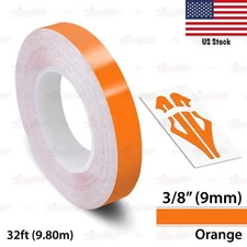 3/8" Roll Vinyl Pinstriping Pin Stripe Solid Line Tape Decal Sticker 9mm ORANGE