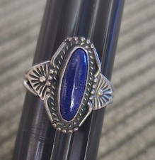 Vintage Native American Sterling Silver Lapis Lazuli Ring Navajo Sz 9