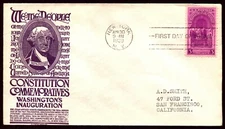 Scott 854 3 Cents Washington Inaug Anderson FDC Typed Address Planty 854-38a