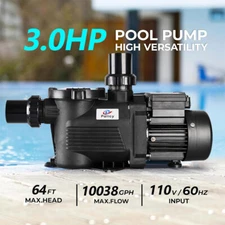 High Flow Swimming Pool Pump 3.0HP 10038GPH Energy Saving Motor UL Listed