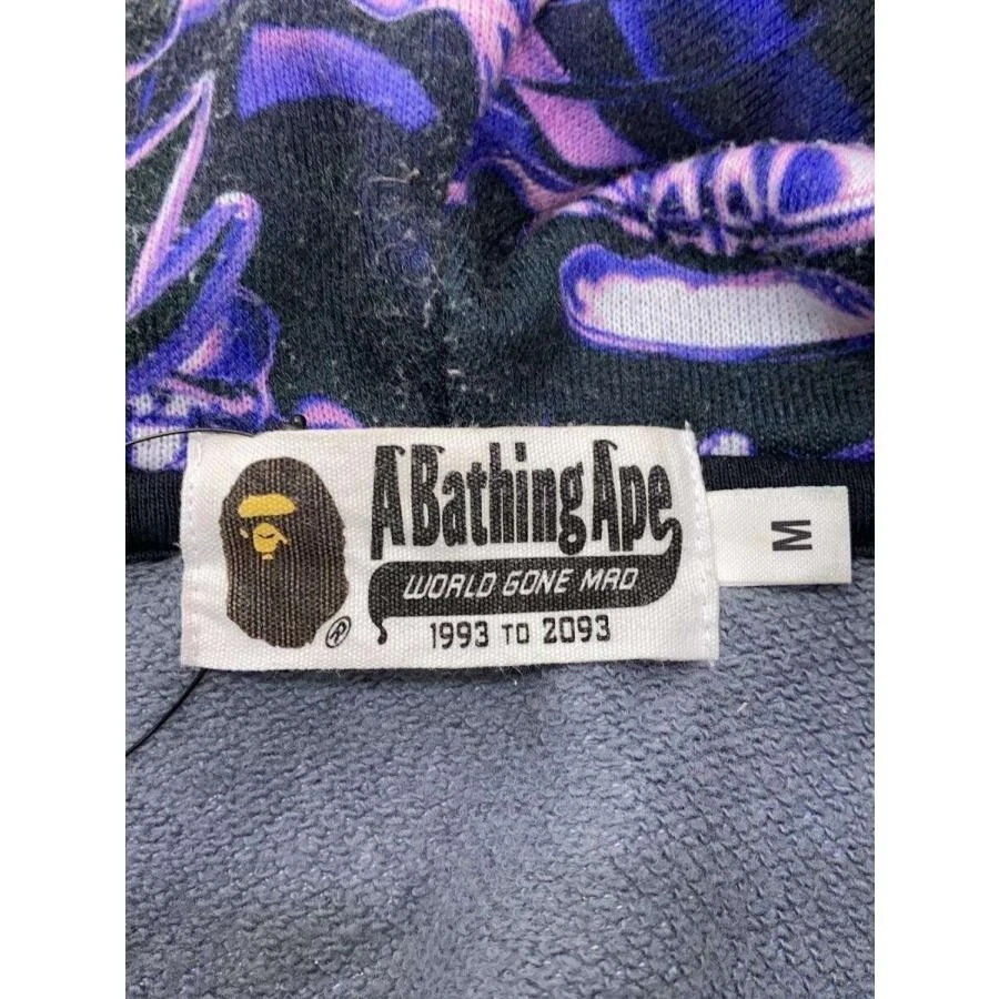 A BATHING APE (BAPE) FELPA CON CAPPUCCIO FULL ZIP BAPE APE HEAD GRAFFITI SHARK VIOLA UNA SCIMMIA DA BAGNO USATA OTTIMA