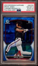 2023 Bowman Chrome Prospects Druw Jones Sapphire Auto Psa NM-MT 8/GEM MINT 10