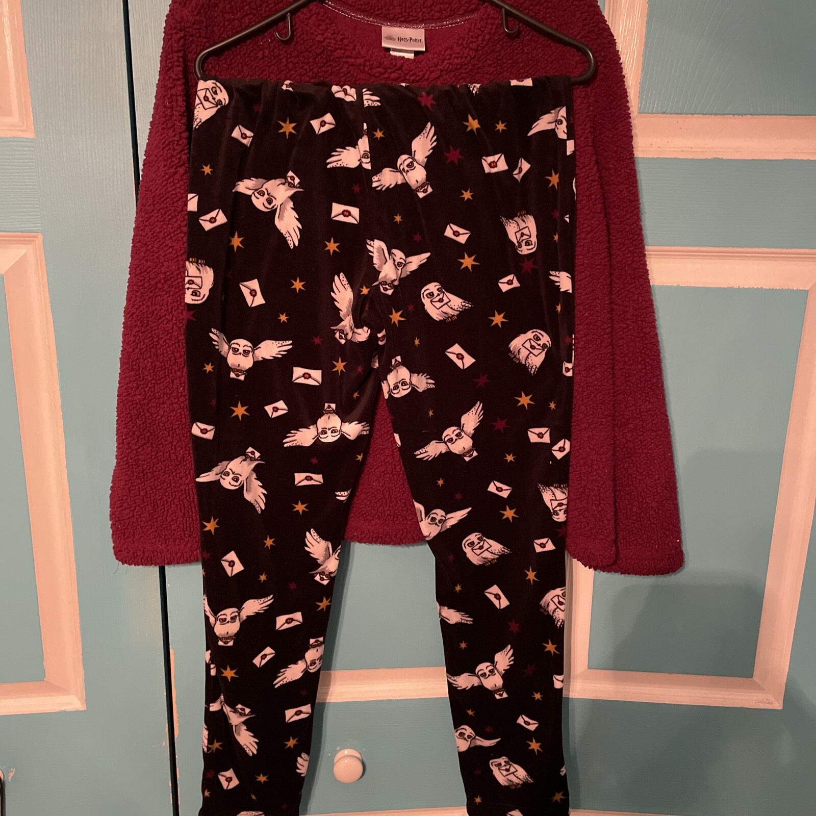 HARRY POTTER Hogwarts 2 Pc Sherpa Pajama Set Womens L… Gem