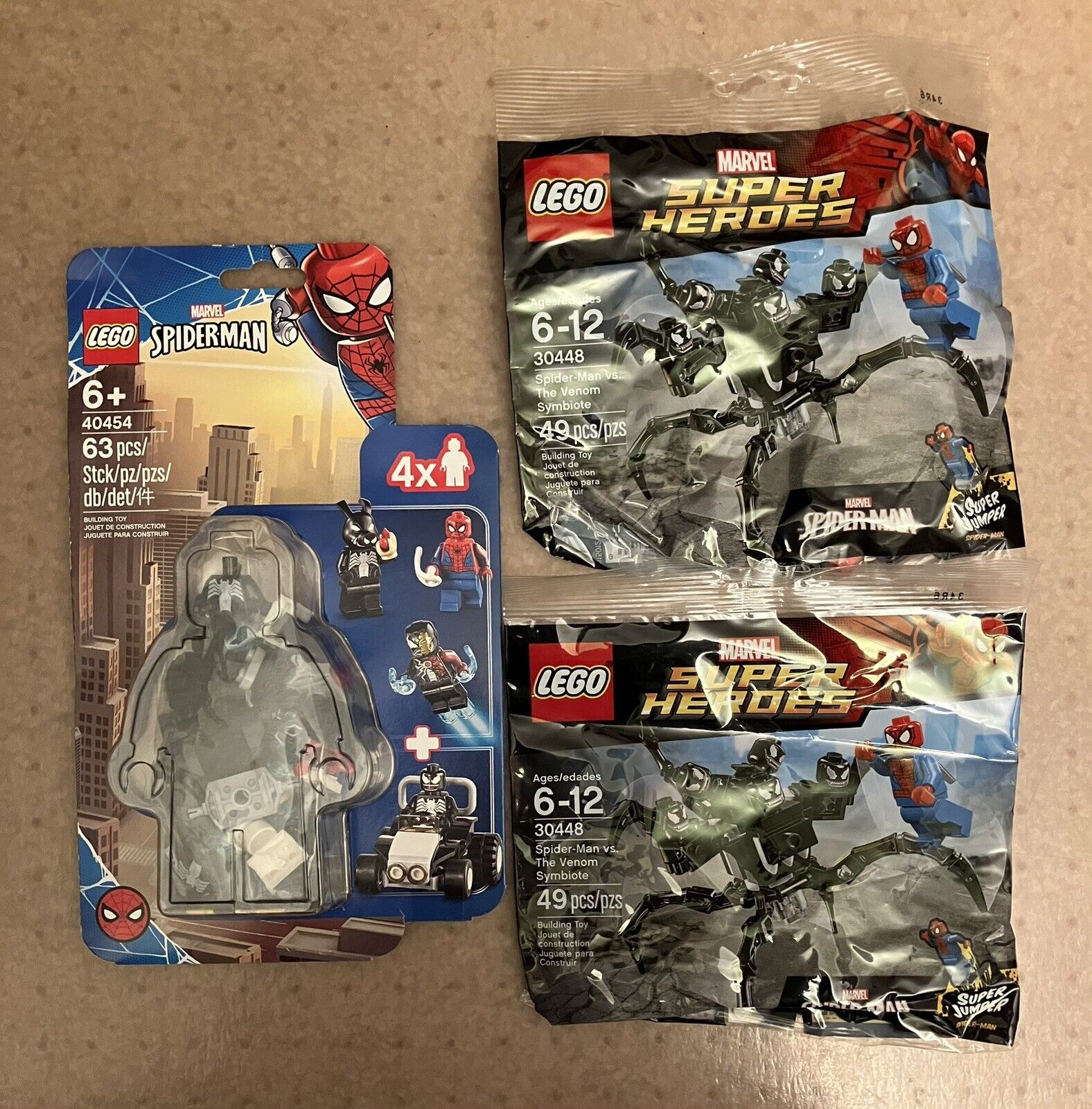 LEGO Marvel 40454 Spider-Man vs Venom & Iron Venom + 2x 30448 Symbiote Polybags