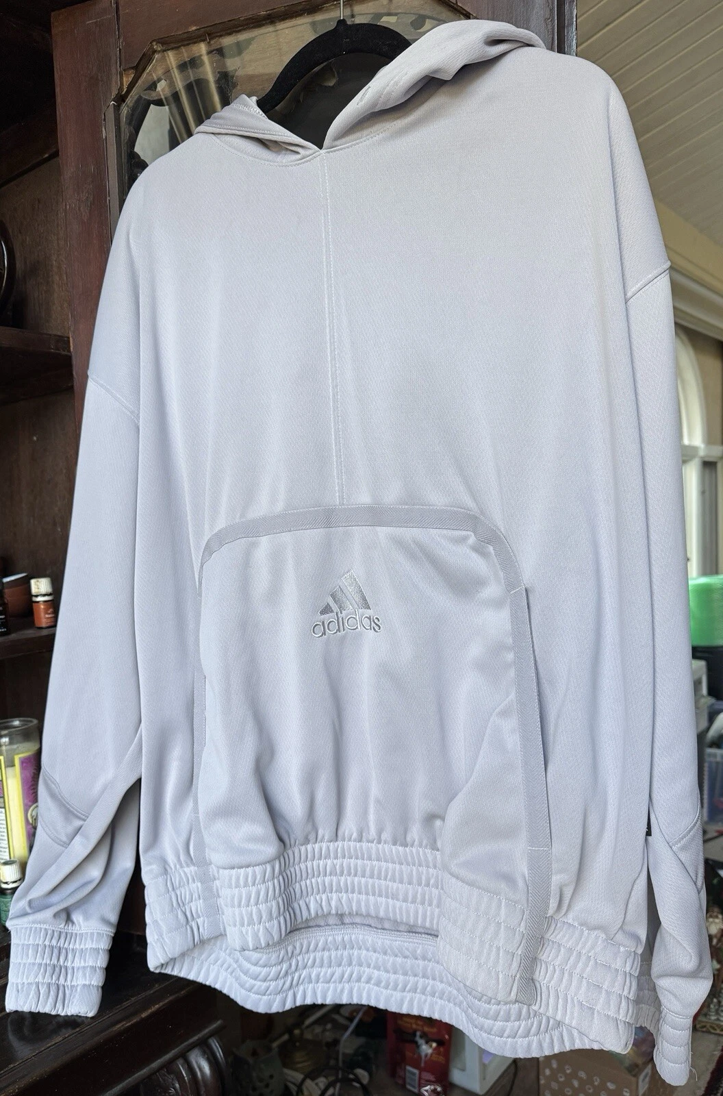 Adidas Men’s XL Pale Blue Gray Hoodie | Lightweight Pullover Sweatshirt NWOT