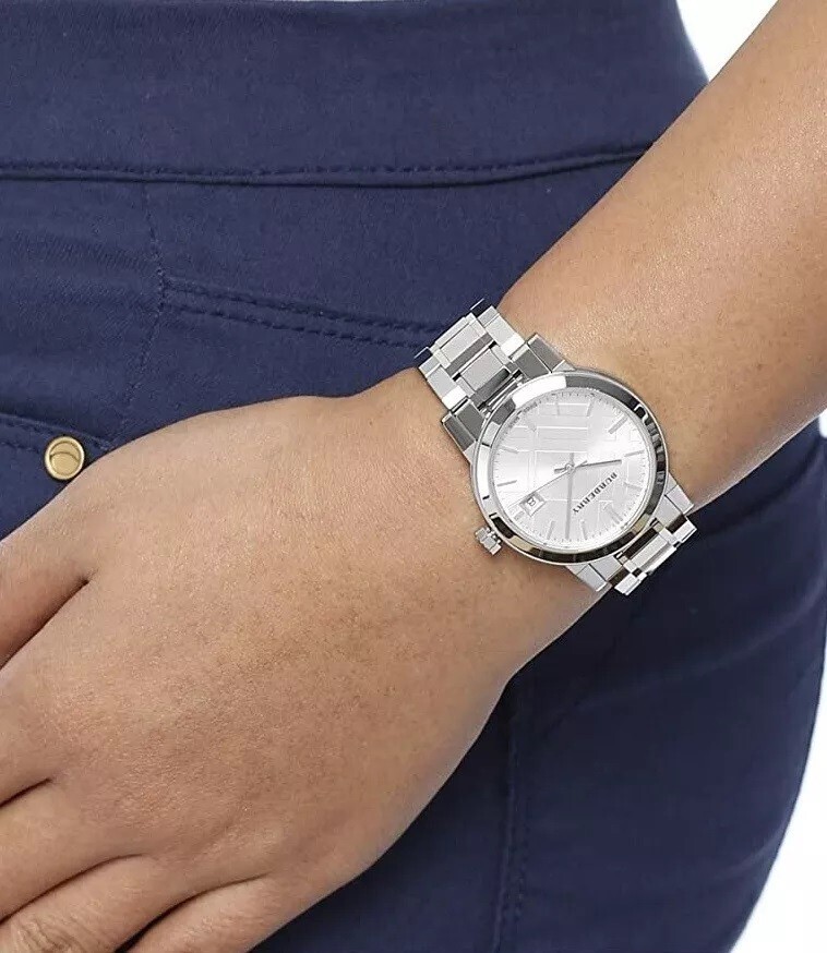 Burberry BU9100 Large Check Silver Women's Watch for sale