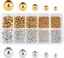 2340pcs 5 Size Smooth Round Metal Beads Golden Silver Tiny Spacer Round Beads Se